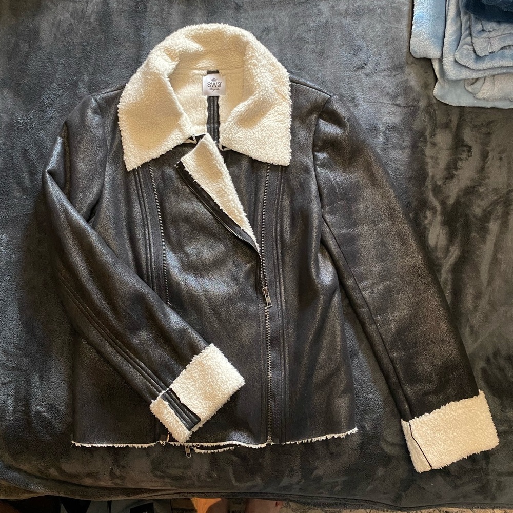 Brown and Cream Women's Jacket